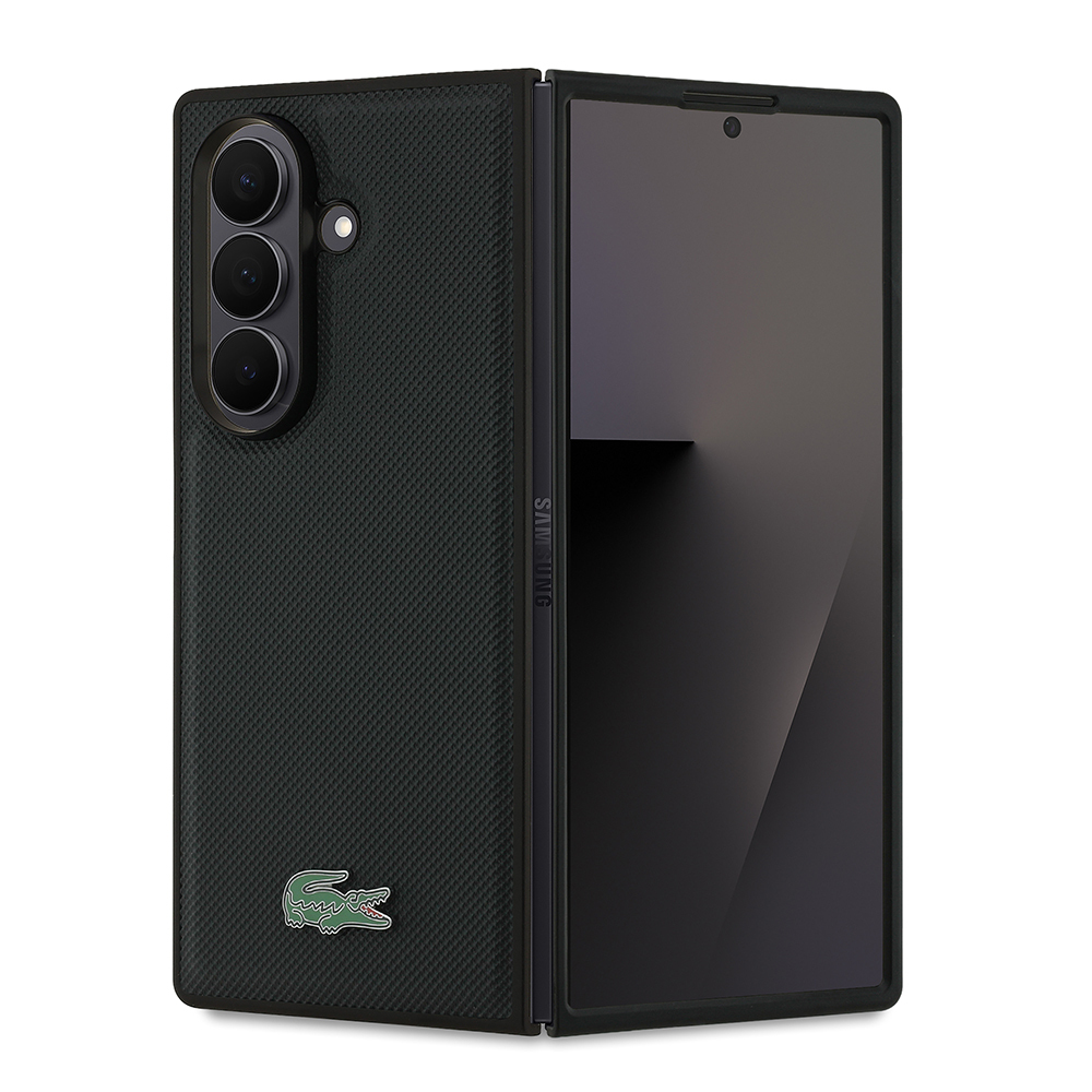 Galaxy Z Fold 7 Case Lacoste Original Licensed M-Safe Charging Feature Pique Patterned Back Surface Iconic Crocodile Metal Logo Cover - 3