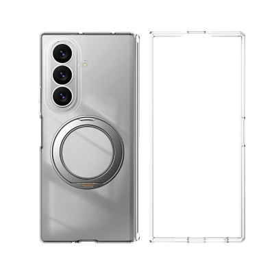Galaxy Z Fold 7 Case M-safe Charging Enabled Transparent Hard PC Wlons Pita Stand Cover Şeffaf