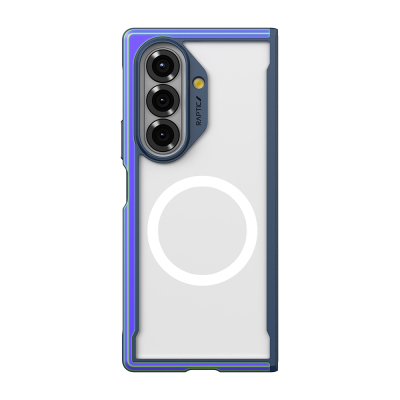 Galaxy Z Fold 7 Case M-Safe Charging Feature Airbag Raptic Shield Series Transparent Back Cover Blue