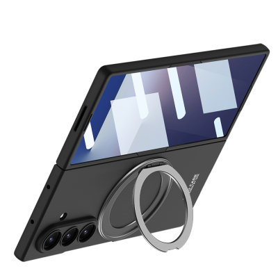 Galaxy Z Fold 7 Case M-safe Charging Feature Zore Kıpta Ring Camera Protection Cover Black