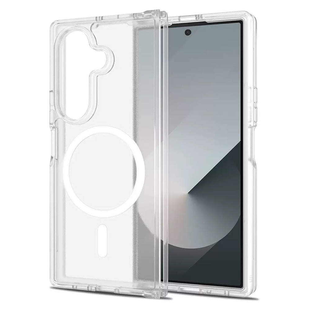 Galaxy Z Fold 7 Case M-safe Charging Transparent Hard PC Zore Embos Cover - 2