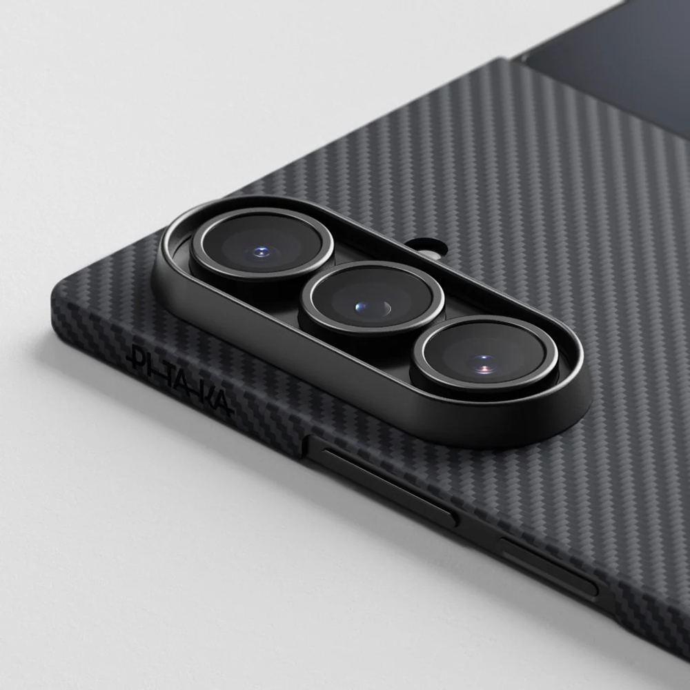 Galaxy Z Fold 7 Case with M-safe Charging Feature 600D Aramid Fiber Pitaka Ultra-Slim Classic Series Black-Gray Twill Cover - 6