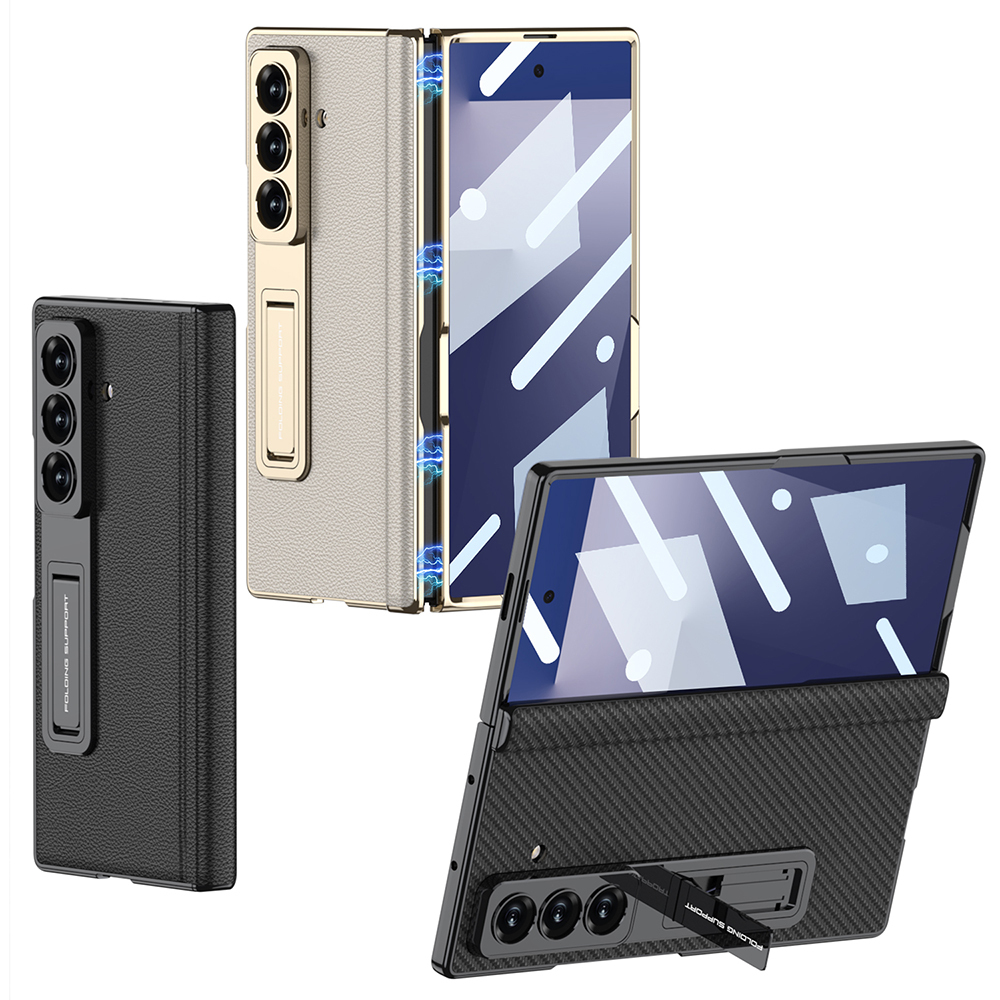​Galaxy Z Fold 7 Kılıf Deri Standlı Zore Kıpta Premium Kılıf - 6