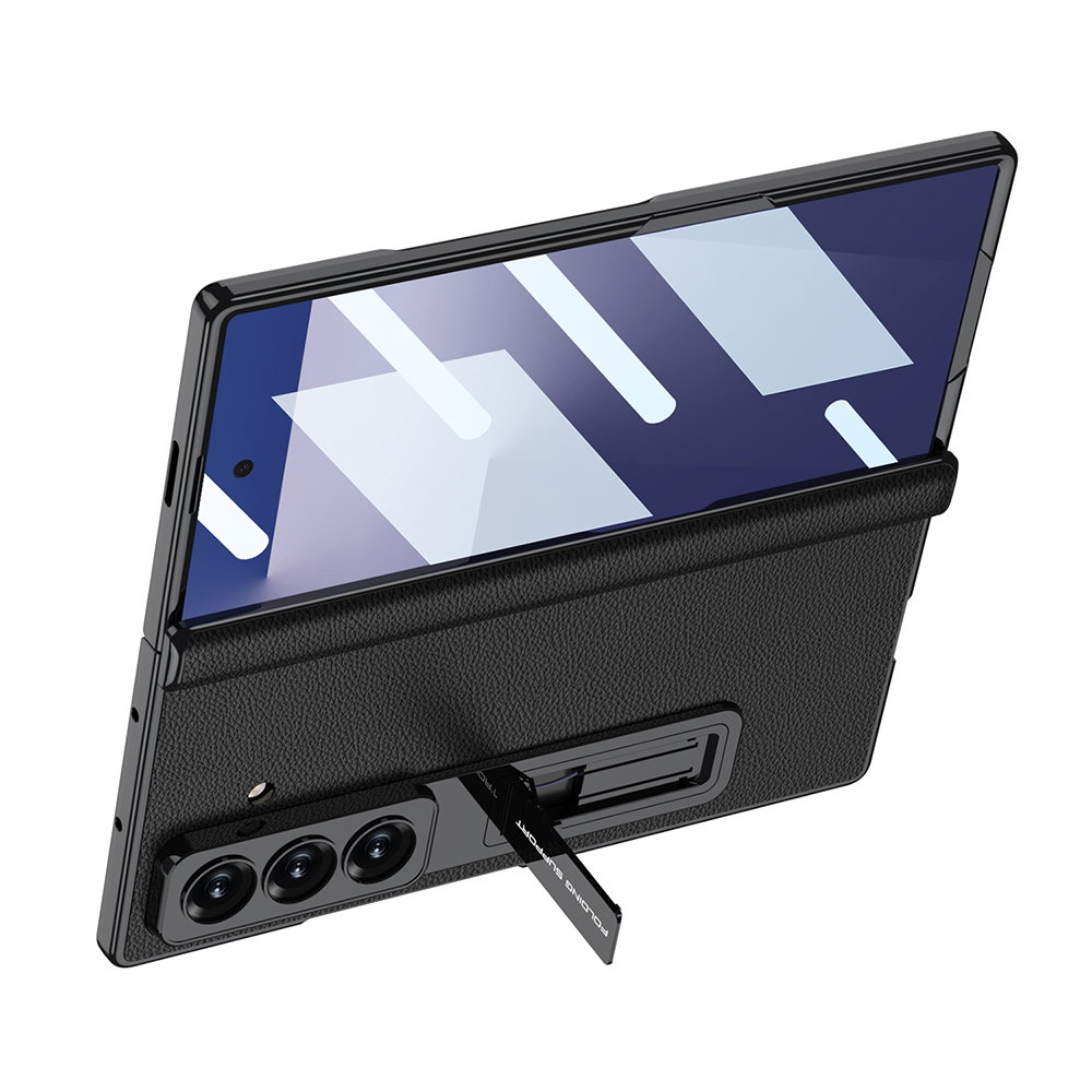 ​Galaxy Z Fold 7 Kılıf Deri Standlı Zore Kıpta Premium Kılıf - 4