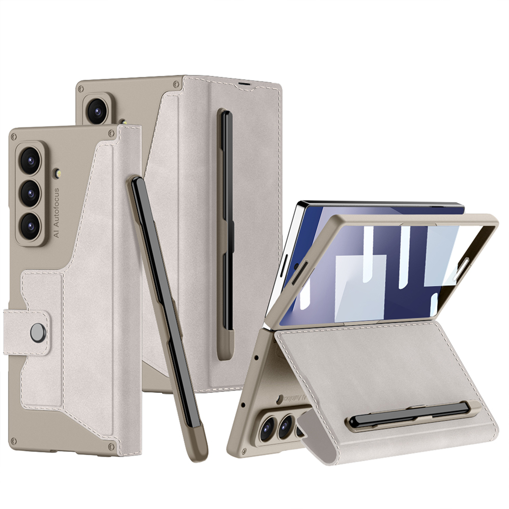 Galaxy Z Fold 7 Kılıf Kamera Korumalı Kadife Tasarımlı Zore Kıpta Kalem Bölmeli Fest Kapak - 2