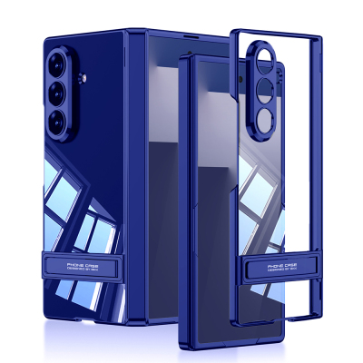 Galaxy Z Fold 7 Kılıf Kamera Korumalı Şeffaf Tasarımlı Zore Lego Standlı Kapak Lacivert