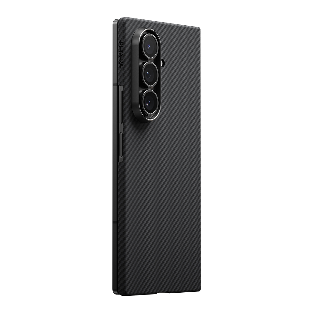 Galaxy Z Fold 7 Kılıf M-safe Şarj Özellikli 600D Aramid Fiber Pitaka Ultra-Slim Classic Serisi Black-Grey Twill Kapak - 2