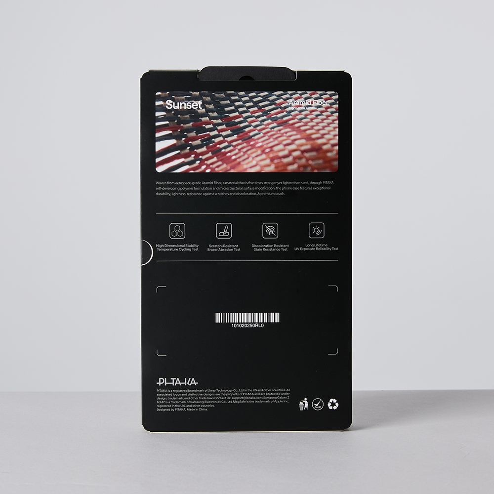 Galaxy Z Fold 7 Kılıf M-safe Şarj Özellikli Aramid Fiber Pitaka Tactile Woven Sunset-Moonrise Serisi Kapak - 20