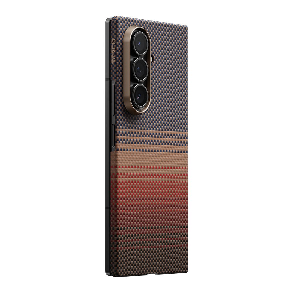 Galaxy Z Fold 7 Kılıf M-safe Şarj Özellikli Aramid Fiber Pitaka Tactile Woven Sunset-Moonrise Serisi Kapak - 2