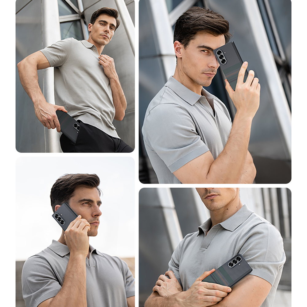 Galaxy Z Fold 7 Kılıf M-safe Şarj Özellikli Karbon Fiber Tasarımlı Benks Aurora ArmorAir Kevlar Kapak - 8