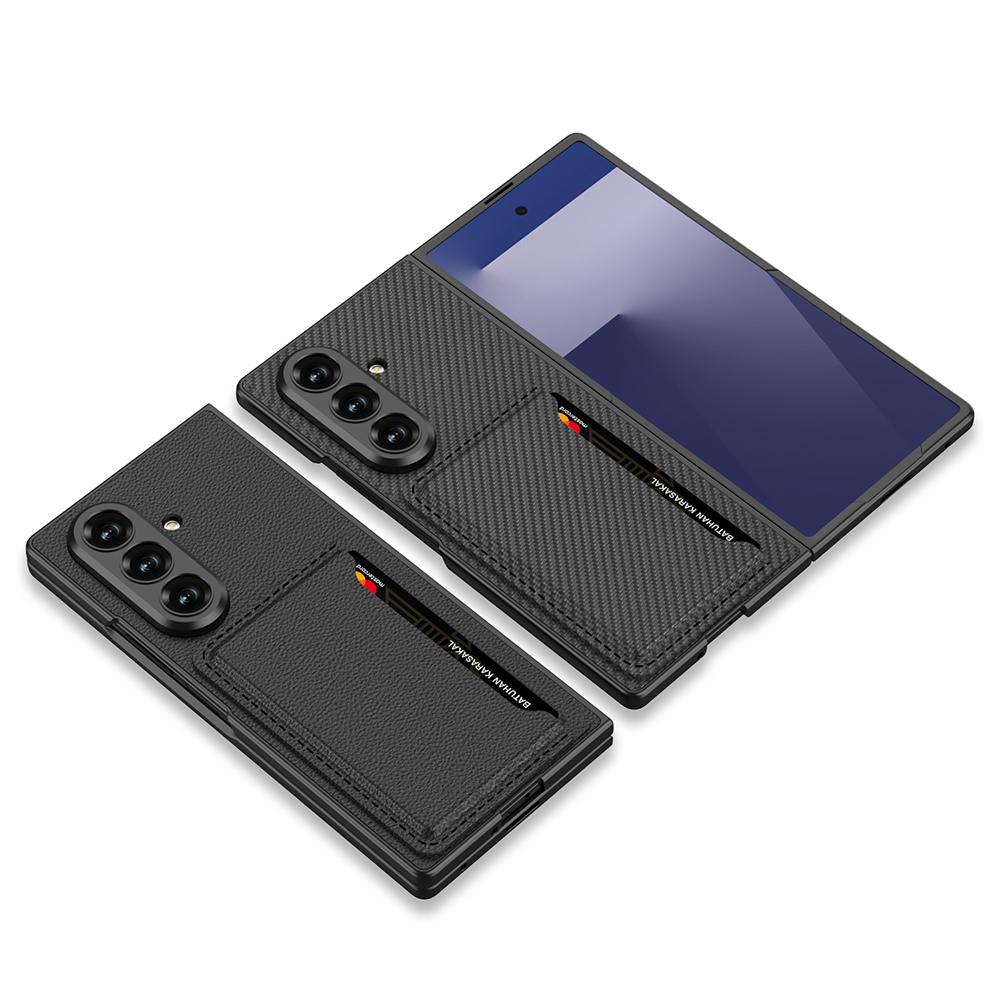 Galaxy Z Fold 7 Suni Deri Arka Yüzey Zore Kartlıklı Kıpta Silikon Kapak - 15