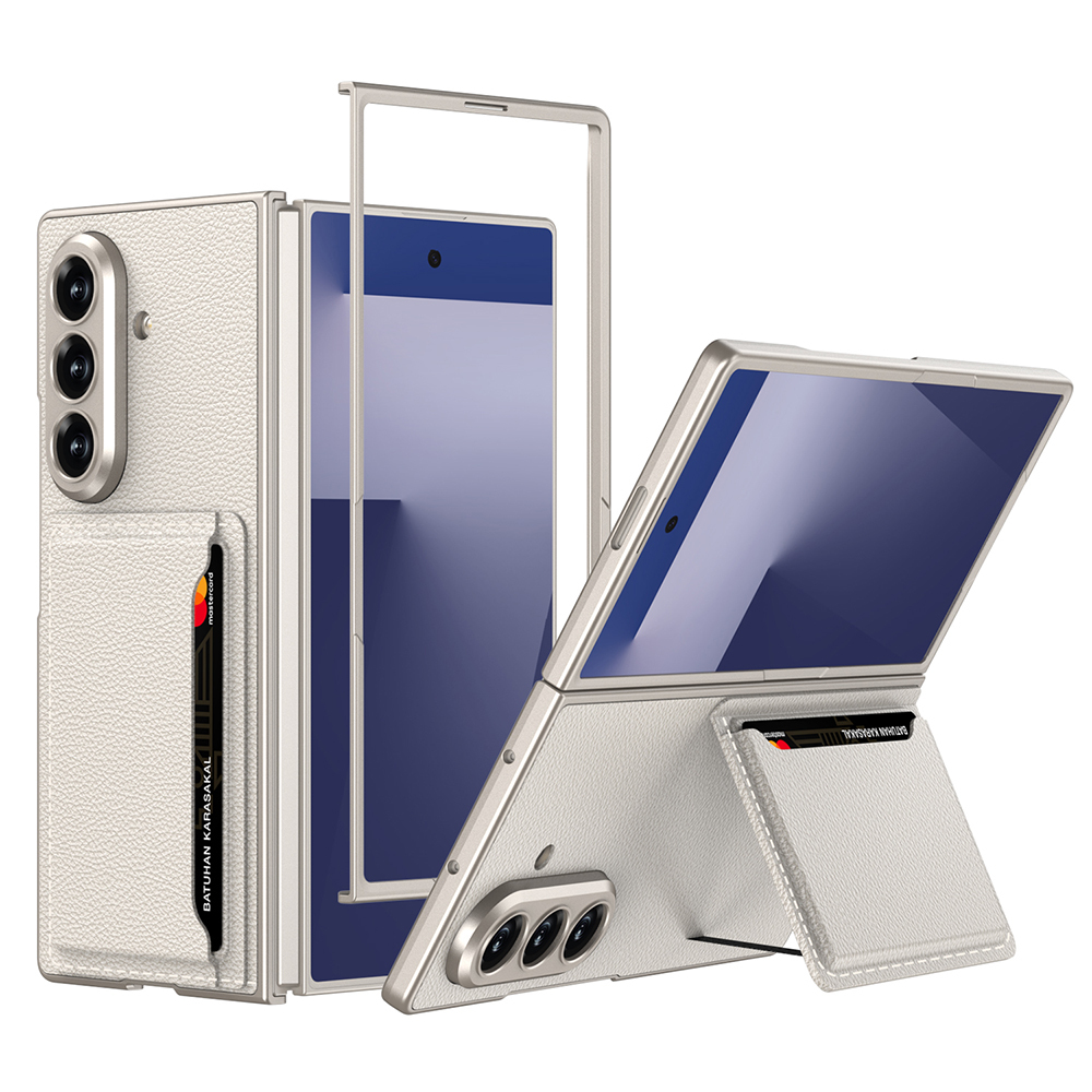 Galaxy Z Fold 7 Suni Deri Arka Yüzey Zore Kartlıklı Kıpta Silikon Kapak - 2
