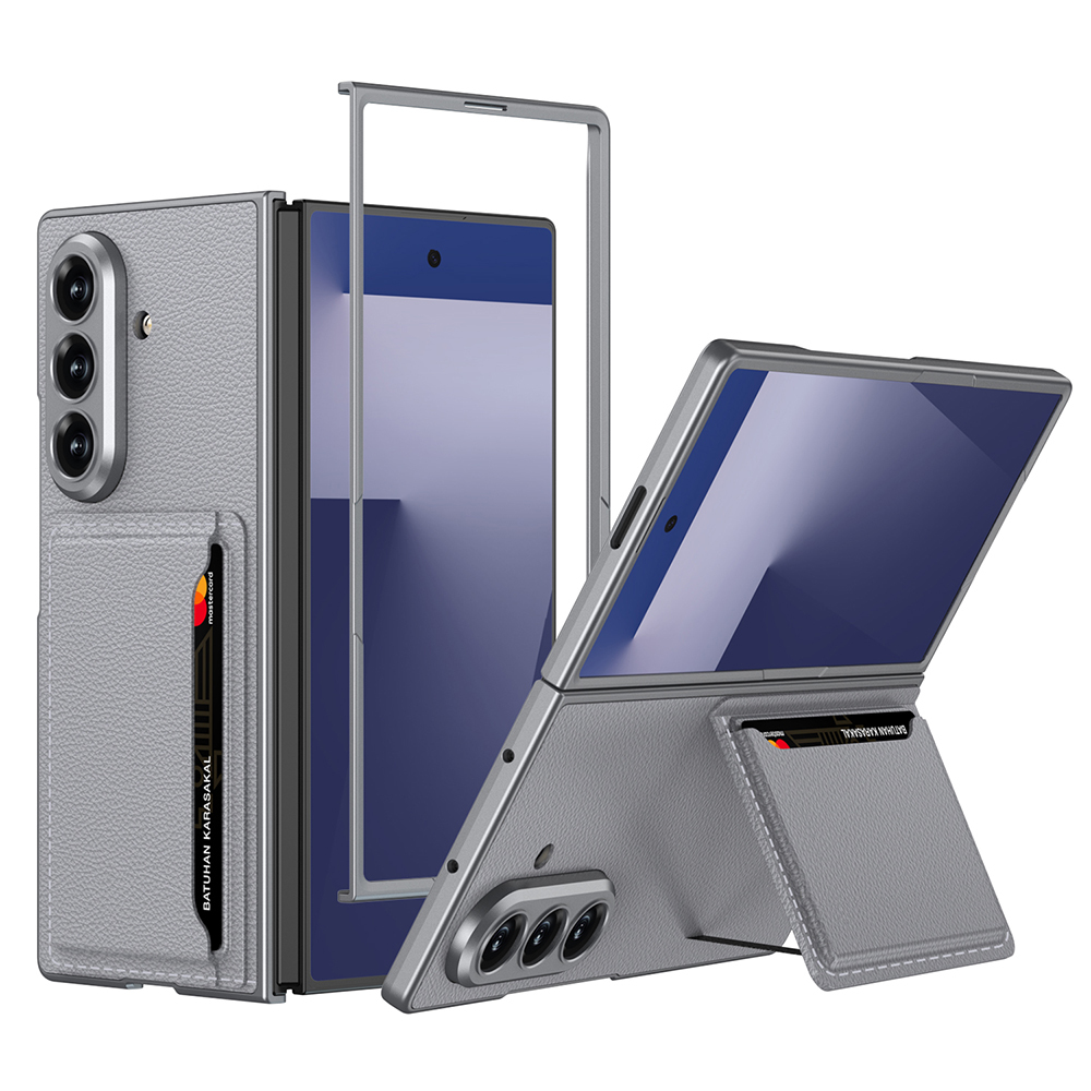 Galaxy Z Fold 7 Suni Deri Arka Yüzey Zore Kartlıklı Kıpta Silikon Kapak - 3