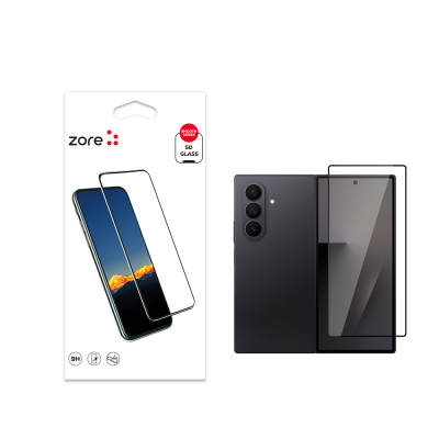 Galaxy Z Fold 7 Zore Kenarları Kırılmaya Dayanıklı Cam Ekran Koruyucu Şeffaf