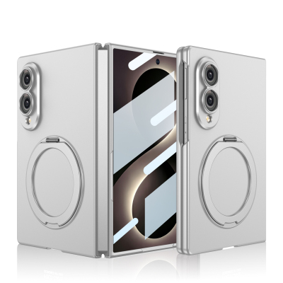 Galaxy Z Fold 8 Case M-safe Charging Feature Zore Kıpta Ring Holder and Camera Protection Silver