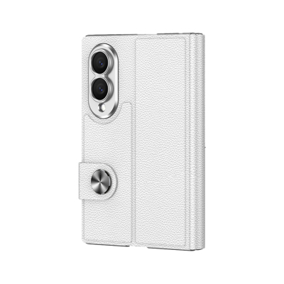 Galaxy Z Fold 8 Kılıf Karbon Fiber Tasarımlı Magnetik Tokalı Kartlıklı Zore Kıpta Zegna Kapak Gri