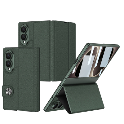 Galaxy Z Fold 8 Kılıf Karbon Fiber Tasarımlı Magnetik Tokalı Kartlıklı Zore Kıpta Zegna Kapak Yeşil