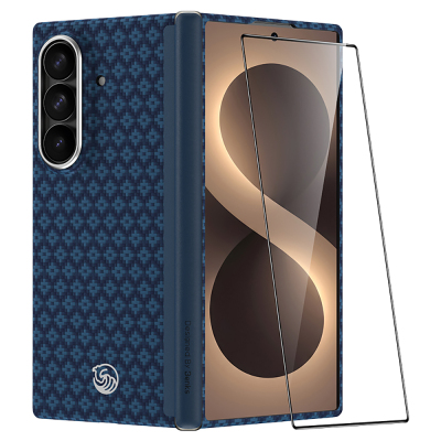Galaxy Z Fold 8 Ultra Benks ArmorAir ArmorGrid Grand Combo Üçlü Aksesuar Seti (Ön Arka Kevlar Karbon Kapak + Ekran Koruyucu) Mavi