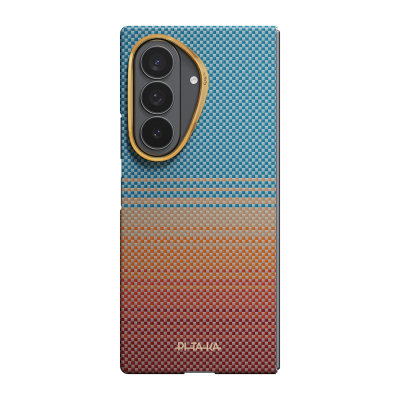 Galaxy Z Fold 8 Ultra Case M-safe Charging Feature Aramid Carbon Fiber Pitaka Sunset 2.0 California Dream Series Cover Mavi-Kahverengi