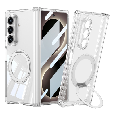 Galaxy Z Fold 8 Ultra Case with M-safe Charging Feature Zore Kipta KPT-09 Ring Stand Transparent Hard PC Cover Şeffaf