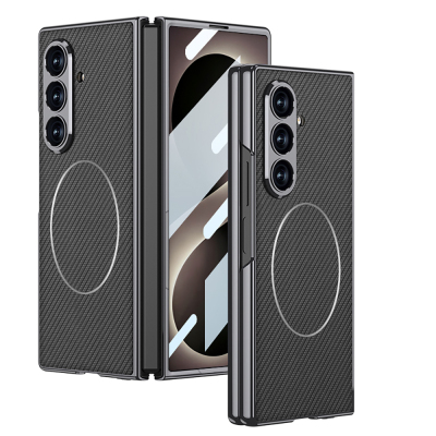 Galaxy Z Fold 8 Ultra Case with M-safe Charging Feature Zore Kipta KPT-10 Hard PC Cover Siyah Karbon