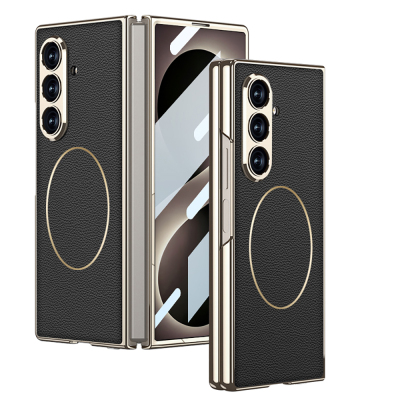 Galaxy Z Fold 8 Ultra Case with M-safe Charging Feature Zore Kipta KPT-10 Hard PC Cover Gold-Siyah