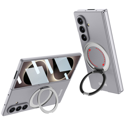 Galaxy Z Fold 8 Ultra Case with M-safe Charging Feature, Zore Ring Holder, and Camera Protection. Grey