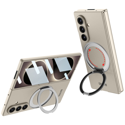 Galaxy Z Fold 8 Ultra Case with M-safe Charging Feature, Zore Ring Holder, and Camera Protection. Titanyum