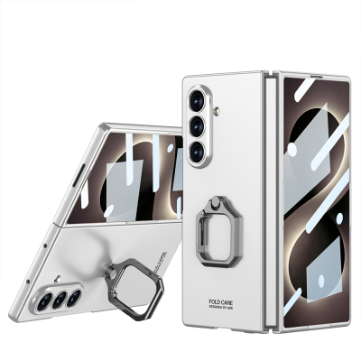 Galaxy Z Fold 8 Ultra Case Zore Kıpta Flip Ring Camera Protective Cover Silver
