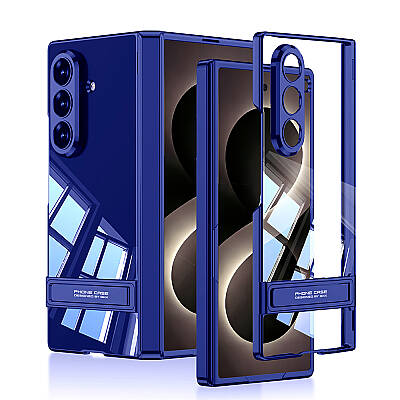 Galaxy Z Fold 8 Ultra Kılıf Kamera Korumalı Şeffaf Tasarımlı Zore Lego Standlı Kapak Mavi