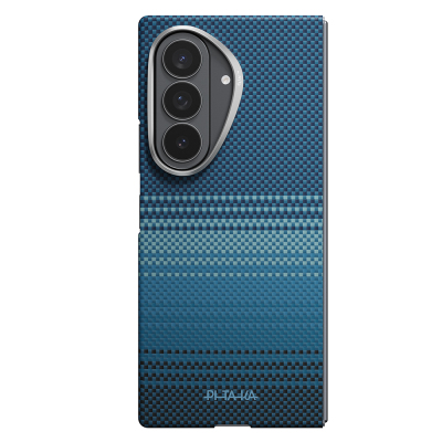Galaxy Z Fold 8 Ultra Kılıf M-safe Şarj Özellikli Aramid Karbon Fiber Pitaka Tactile Woven Sunset-Moonrise Serisi Kapak Mavi