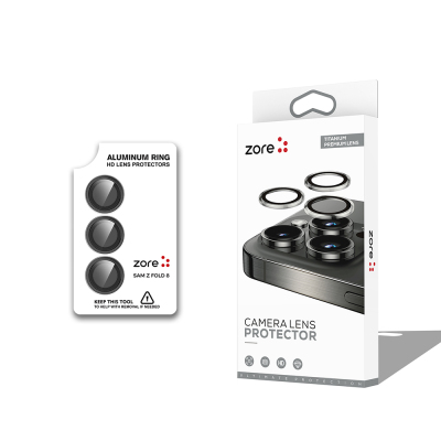 Galaxy Z Fold 8 Zore CL-12 Premium Safir Parmak İzi Bırakmayan Anti-Reflective Kamera Lens Koruyucu Siyah