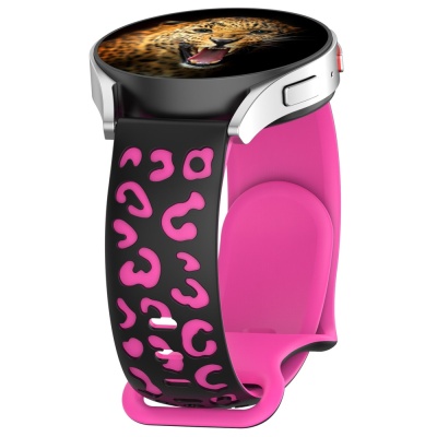 Gear S2 Zore KRD-140 20mm Silikon Kordon Strap Kayış Siyah-Pembe