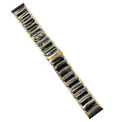 Gear S3 (22mm) Ceramic Metal Band Siyah-Gold