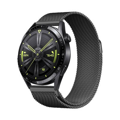 Gear S3 Zore Band-12 22mm Metal Hasır Kordon Siyah