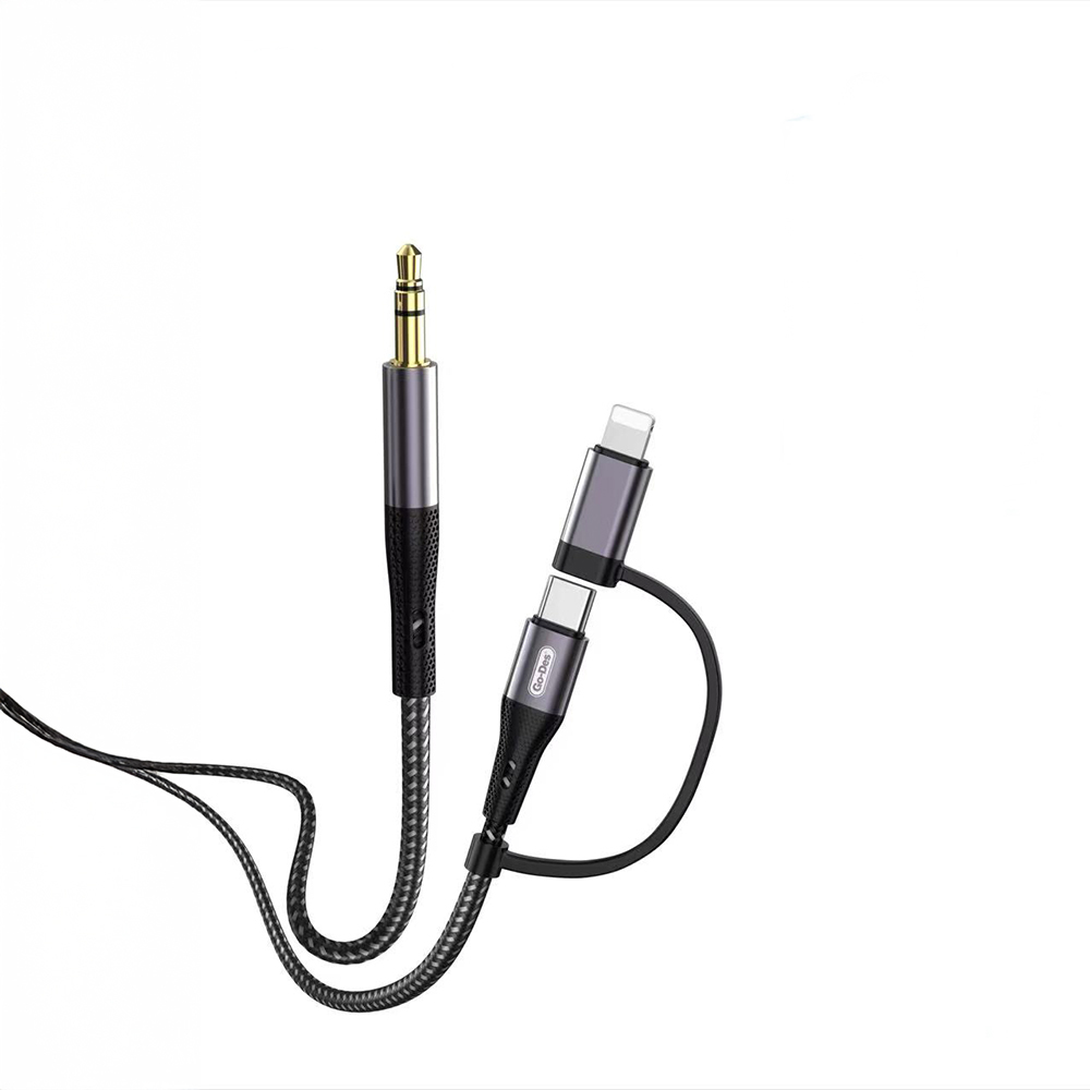 Go Des GAC-172 2in1 Type-C & Lightning to 3.5mm AUX Audio Cable 1M - 1