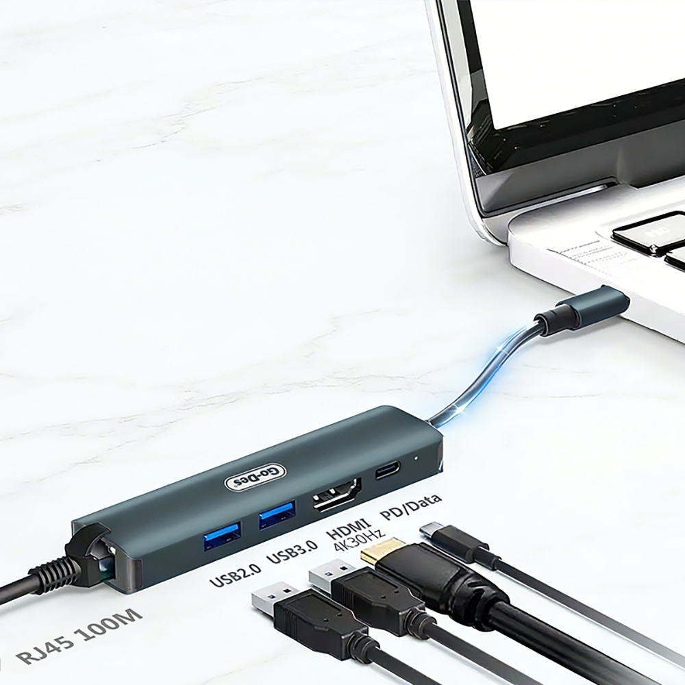Go Des GD-6873 Type-C to HDTV 5in1 Dönüştürücü Adaptör - 4