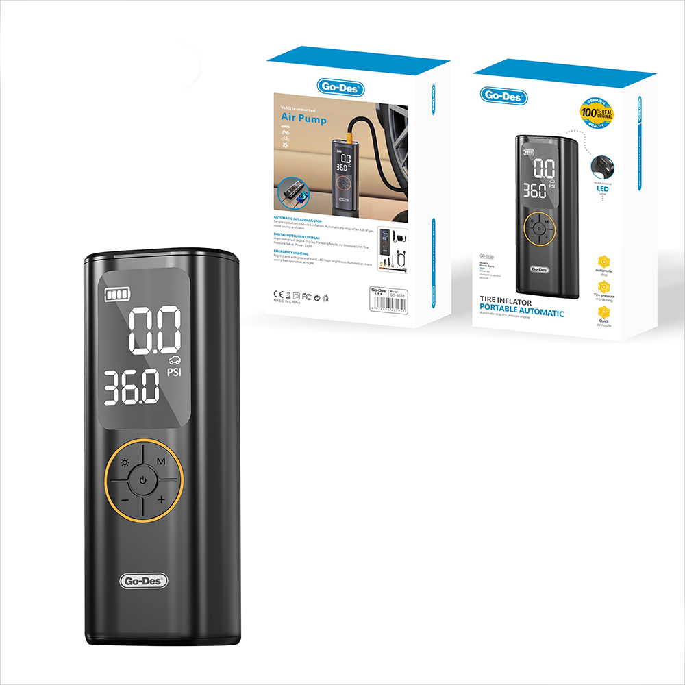 Go Des GD-B638 LED Işıklı Araç Hava Kompresörü ve Powerbank 12V - 8