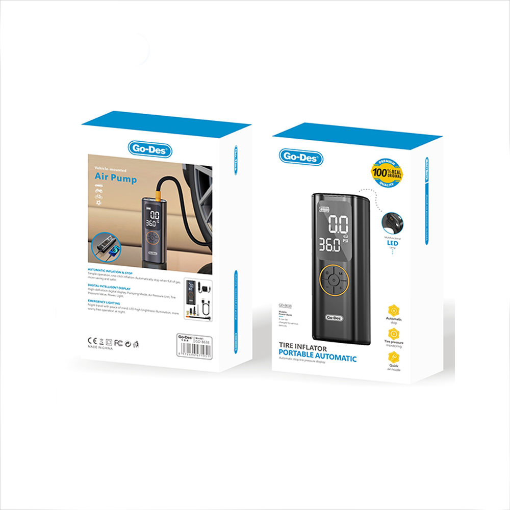 Go Des GD-B638 LED Işıklı Araç Hava Kompresörü ve Powerbank 12V - 9