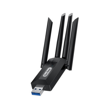 Go Des GD-BT318 Çift Bantlı 1200m 300Mbps 4 Antenli Kablosuz İnternet Sağlayıcı USB WiFi Adaptör Siyah