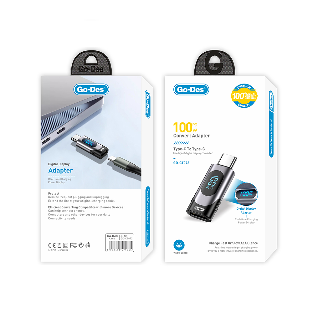 Go Des GD-CT072 Type-C to Type-C Dijital LED Göstergeli Hızlı Şarj Adaptörü 100W - 4