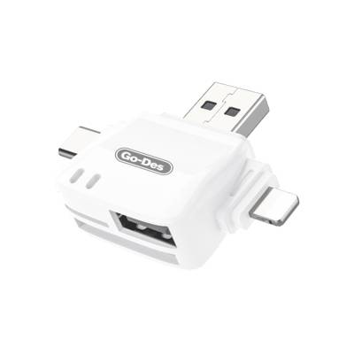 Go Des GD-DK121 6 in 1 OTG Memory Card Reader White