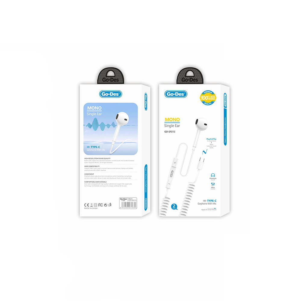 Go Des GD-EP213 Type-C Mono Earphone - 4