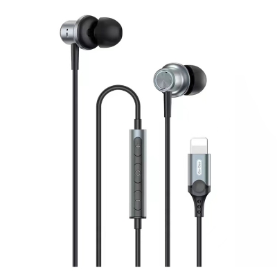 Go Des GD-EP313 Earbuds Wired Lightning Plug and Play Stereo Headphones Black