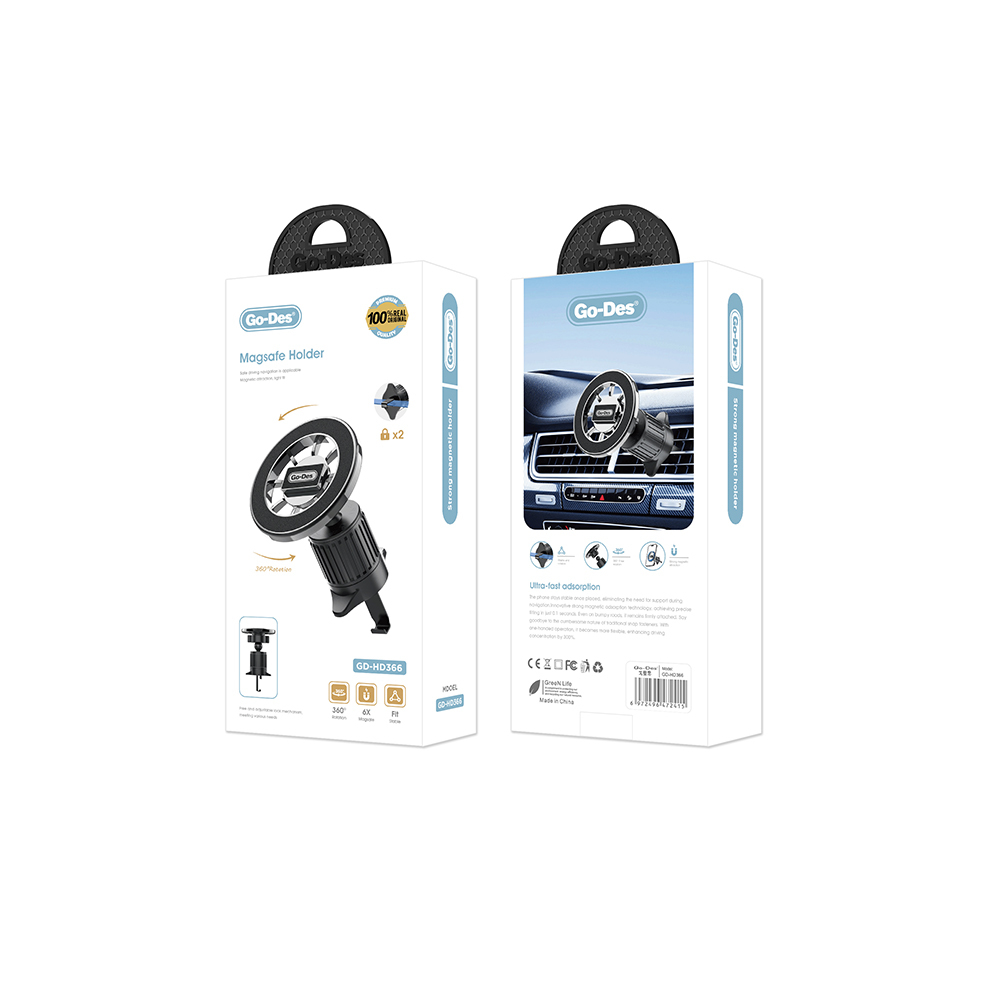 Go Des GD-HD366 M-safe Magnetic 360 Degree Rotating Ventilation Design Phone Holder - 4