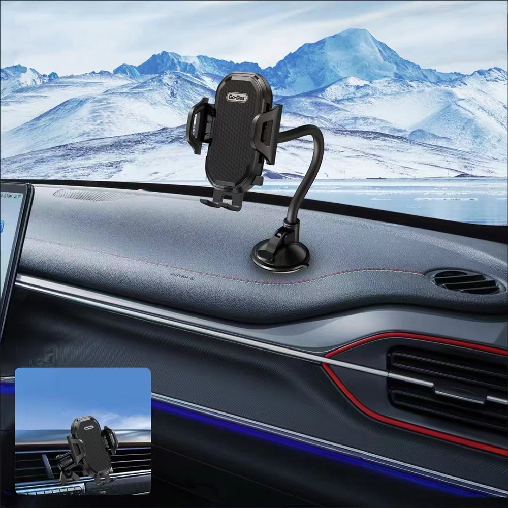 Go Des GD-HD651S 2-in-1 Car Phone Holder with Ventilation and Suction Cup Design - 4