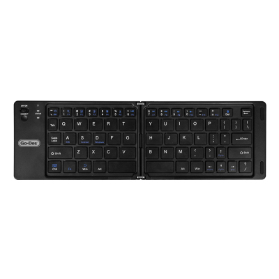 Go Des GD-KB326 Foldable Wireless Keyboard with Silent Key Design and Bluetooth Connectivity Black