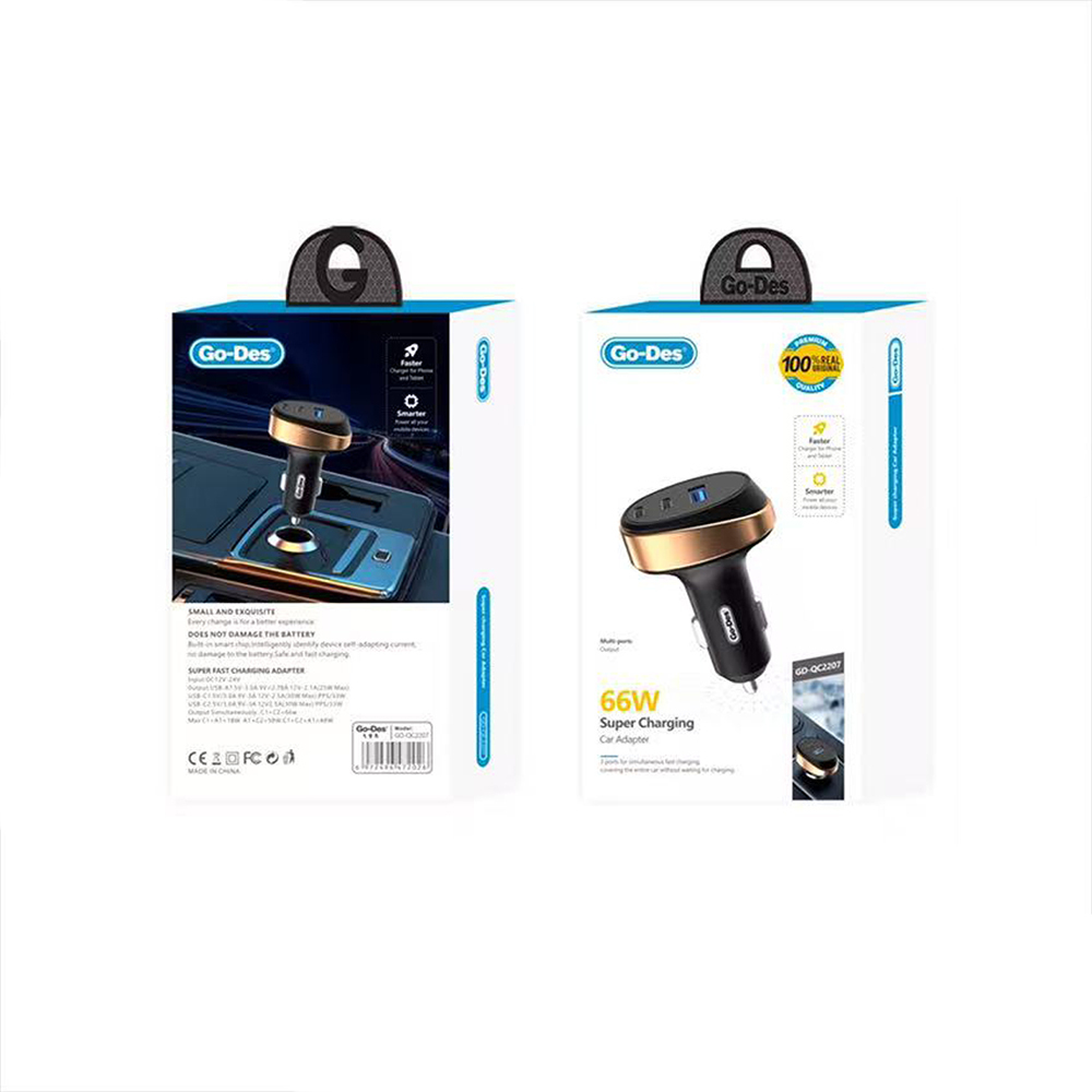Go-Des GD-QC2207 PD 66W Hızlı Şarj Özellikli Araç Şarj Başlığı - 5