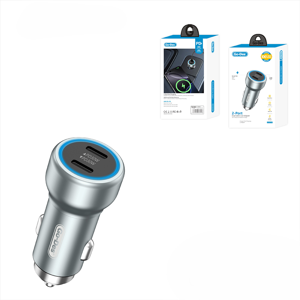 Go Des GD-QC2208 Hızlı Şarj Özellikli LED Aydınlatmalı Araç Şarj Başlığı 30W - 4