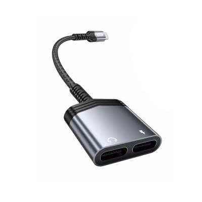 Go-Des GD-UC070 Lightning 2in1 Charging and Audio Adapter Grey